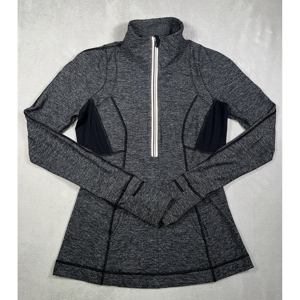 Lululemon Rulu Pace Setter Half Zip Pullover Jacket Heathered Black Size 6